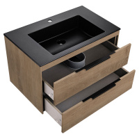 База под раковину Chiara 2D 800 подвесная, 2 выкатных ящика soft-close, N.Oak - Gidratop.ru изображение