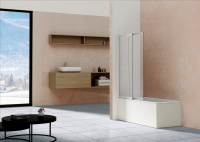 Душевая шторка на ванну VSB-1E100CLBN, 1000*1450, брашированный никель, стекло прозрачное - Gidratop.ru изображение