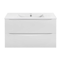 База под керамическую раковину Mia Slim 900 подвесная, 2 выкатных ящика soft close, G.White - Gidratop.ru изображение