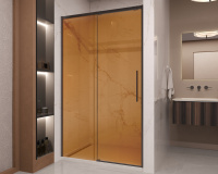 Душевая дверь Stella VDS-1ST120GSB, 1200, черный, стекло янтарь - Gidratop.ru изображение