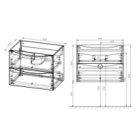 База под раковину Mia 650 подвесная, 2 выкатных ящика soft close, V.Oak - Gidratop.ru изображение