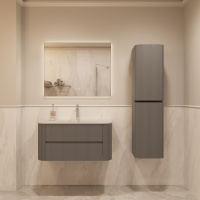 База под раковину Alto 1000 подвесная, 2 выкатных ящика soft close, светло-серый матовый - Gidratop.ru изображение