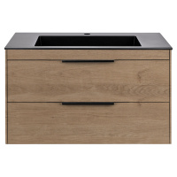 База под раковину Chiara 2D 800 подвесная, 2 выкатных ящика soft-close, N.Oak - Gidratop.ru изображение