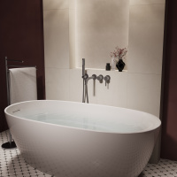 Смеситель для ванны Villa VTFW-1VL1GM, встраиваемый, вороненая сталь - Gidratop.ru изображение