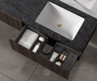 База под раковину Luxe 1400 подвесная, 2 выкатных ящика soft close, натуральный орех - Gidratop.ru изображение