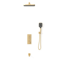 Душевой комплект VSFW-433T1BG встраиваемый, термостатический, 3 режима, брашированное золото - Gidratop.ru изображение