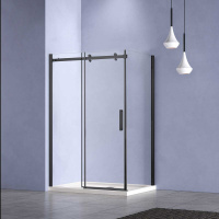 Душевой уголок Como-N VSR-4CN1016CLB, 1600*1000, черный, стекло прозрачное - Gidratop.ru изображение