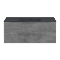 База под керамическую раковину Mia 1200 подвесная, 2 выкатных ящика soft close, Beton - Gidratop.ru изображение