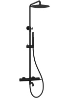 Душевая стойка Villa VSFS-1VL1MB с изливом, 25см верх. душ из нерж. стали, черный - Gidratop.ru изображение