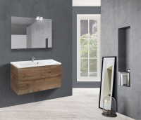 База под раковину Mia 900 подвесная, 2 выкатных ящика soft close, V.Oak - Gidratop.ru изображение