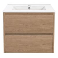 База под раковину Gio 600 подвесная, 2 выкатных ящика soft-close, N.Oak - Gidratop.ru изображение