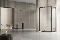 Душевой уголок Show VSP1-4SH100CLB, 1000*1000, черный, стекло прозрачное - Gidratop.ru изображение