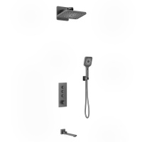 Душевой комплект VSFW-433TI4GM встраиваемый, термостат, трехрежимный, вороненая сталь - Gidratop.ru изображение