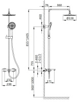 Душевая стойка Rondo VSFS-1R1GM с изливом, вороненая сталь - Gidratop.ru изображение