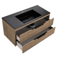 База под раковину Chiara 2D 1000 подвесная, 2 выкатных ящика soft-close, N.Oak - Gidratop.ru изображение