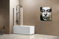 Душевая шторка на ванну VSB-12114CLGM, 1140*1400, вороненая сталь, стекло прозрачное - Gidratop.ru изображение