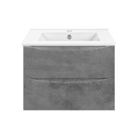 База под керамическую раковину Mia 700 подвесная, 2 выкатных ящика soft close, Beton - Gidratop.ru изображение