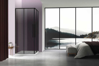 Душевой уголок Slim-N VSS-4SN9010CGB, 1000*900, черный, стекло тонированное - Gidratop.ru изображение