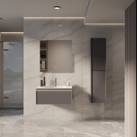 База под раковину Elise 800 подвесная, 2 выкатных ящика soft close, серый матовый - Gidratop.ru изображение