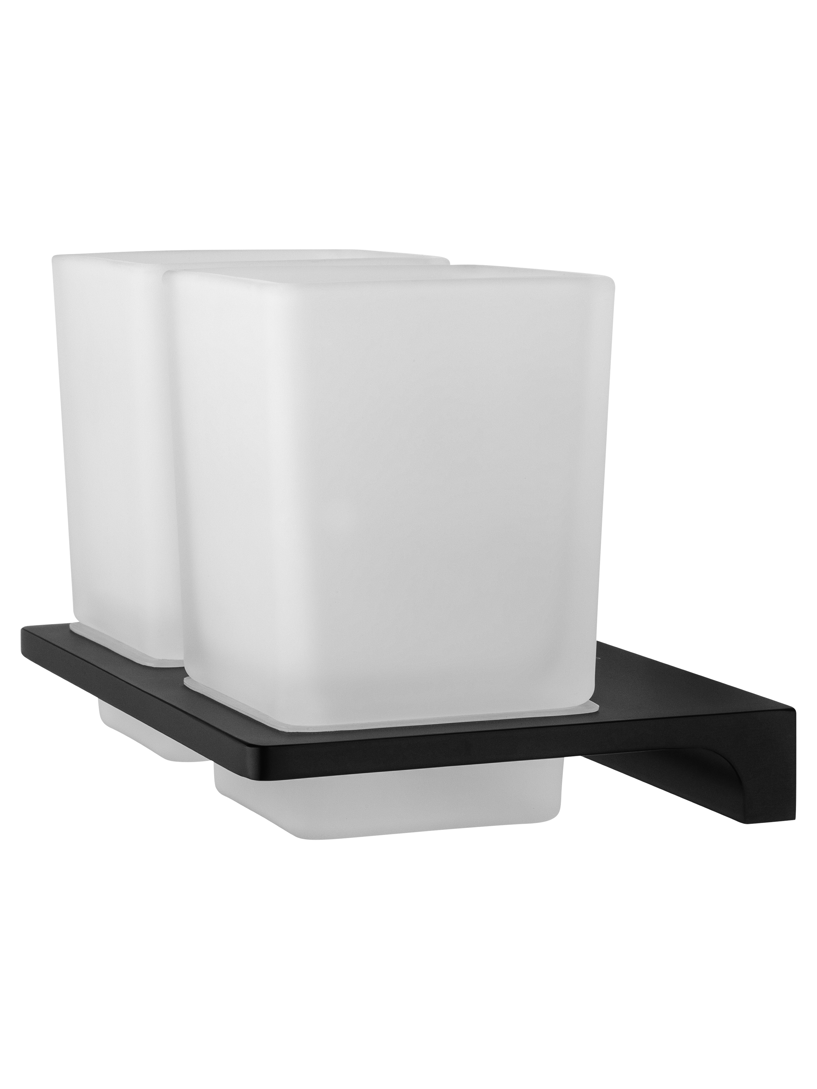 Два стакана для зубных щеток с держателем WONZON & WOGHAND ECLIPSE, Черный (WW-9128-BL) - Gidratop.ru изображение