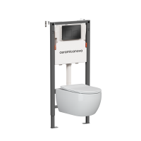 Комплект Подвесной унитаз PLAY Rimless + Система инсталляции Balance кнопка Square, черный матовый