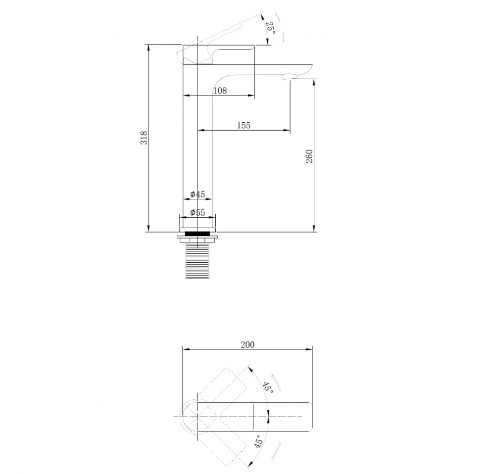 Смеситель ABBER Weiss Insel AF8011B для раковины, черный матовый - Gidratop.ru изображение