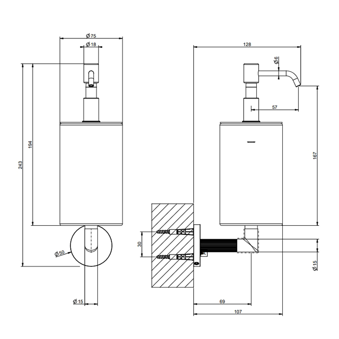 Gessi Ingranaggio дозатор для жидкого мыла настенный черный, отделка Black Metal Brushed PVD - Gidratop.ru изображение