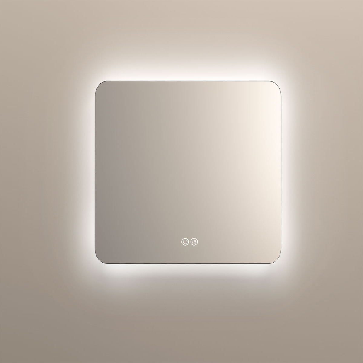 Зеркало LED VLM-3BE8008-2 800х800 c сенсорным выключателем и диммером, антизапотевание - Gidratop.ru изображение