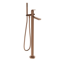 GESSI  VENTAGLIO внешняя часть напольного смесителя для ванны с перекл и ручным душем , цвет: Copper Brushed PVD - Gidratop.ru изображение