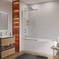 Душевая шторка на ванну с фиксированным креплением одной створки CEZARES SLIDER-FIX-VF-11-100/150-C-Cr - Gidratop.ru изображение