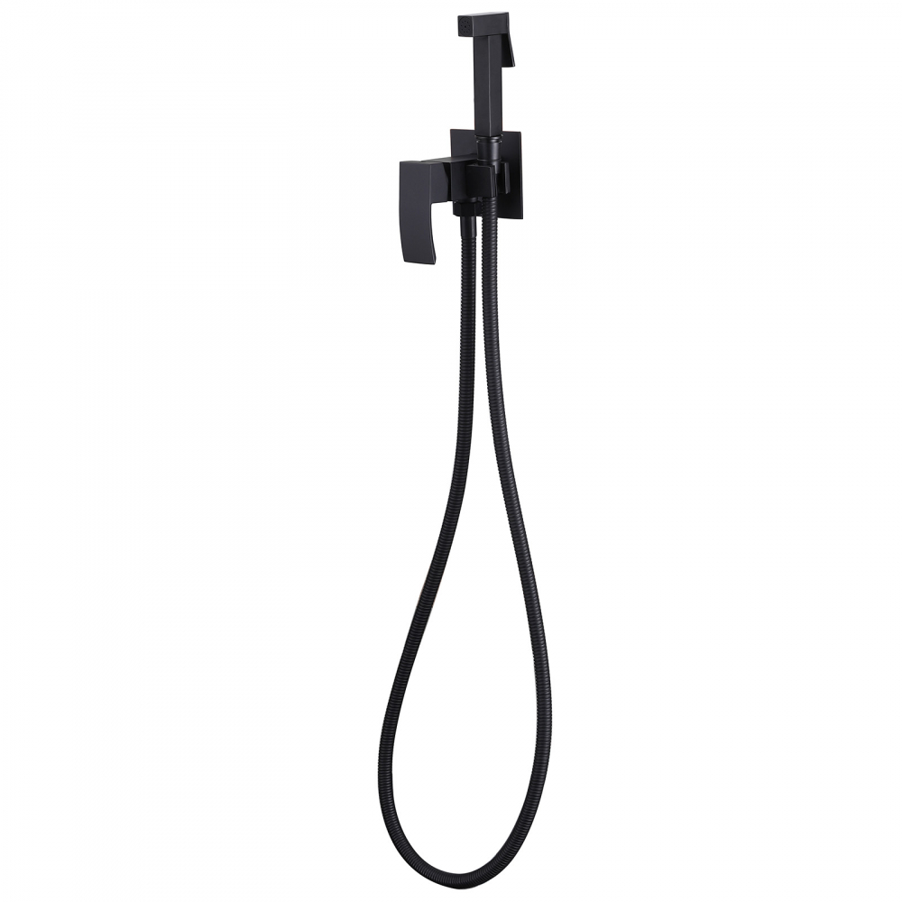 Смеситель ABBER Wasserfall AF8625B с гигиеническим душем, черный матовый - Gidratop.ru изображение
