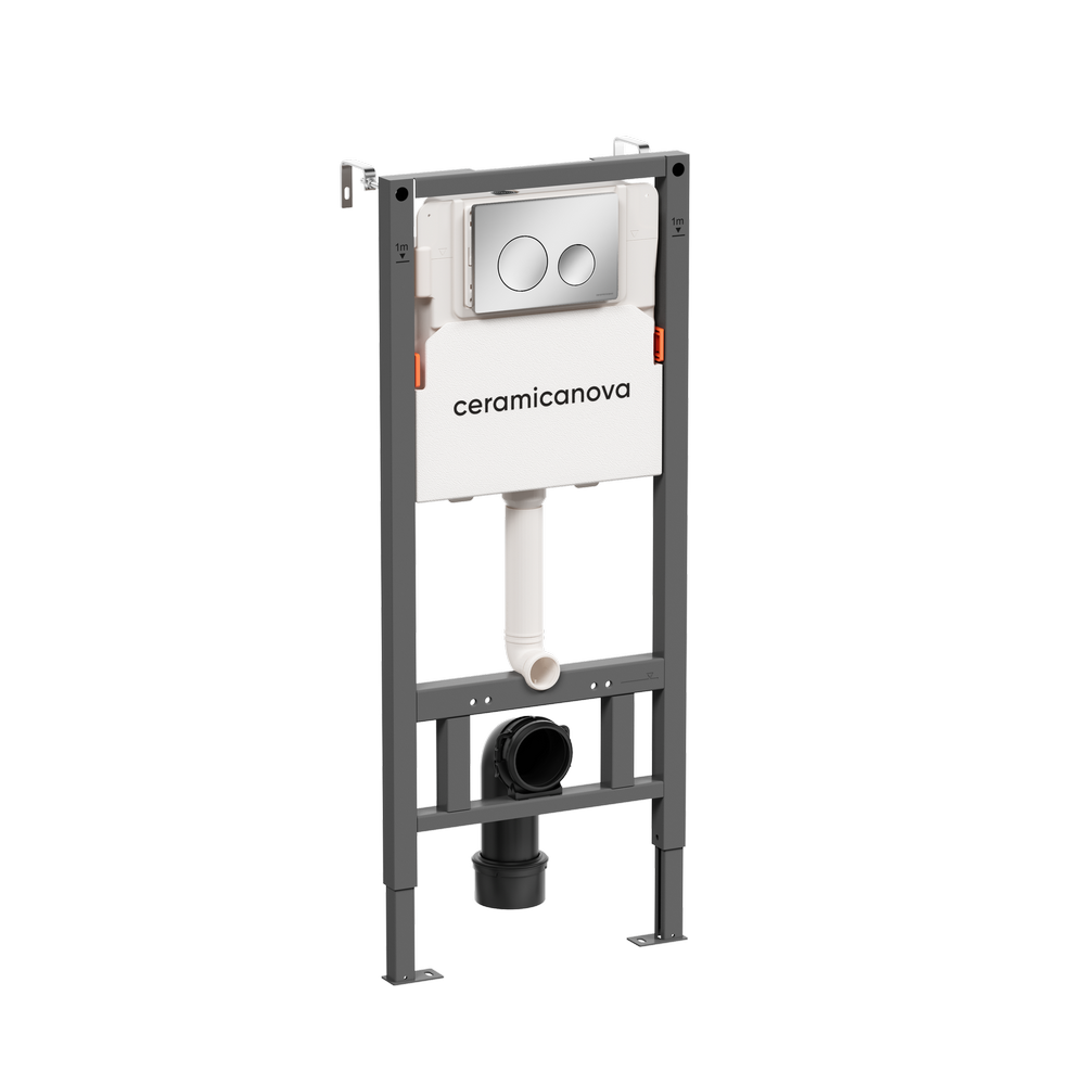 Система инсталляции для унитазов CERAMICANOVA Balance с кнопкой смыва Circle, цвет хром глянцевый, с креплениями, арт. CN121001CH - Gidratop.ru изображение