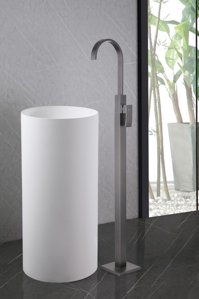 Смеситель ABBER Wasserfall AF8640NG напольный для раковины, никель - Gidratop.ru изображение