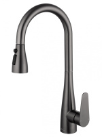 Смеситель для кухни с выдвижным изливом WONZON & WOGHAND, Темный графит (WW-121E201B-BGG) - Gidratop.ru изображение