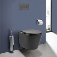 Унитаз подвесной Piatti VT1-11SMA, цвет антрацит матовый, ультратонкое soft-close сиденье - Gidratop.ru изображение