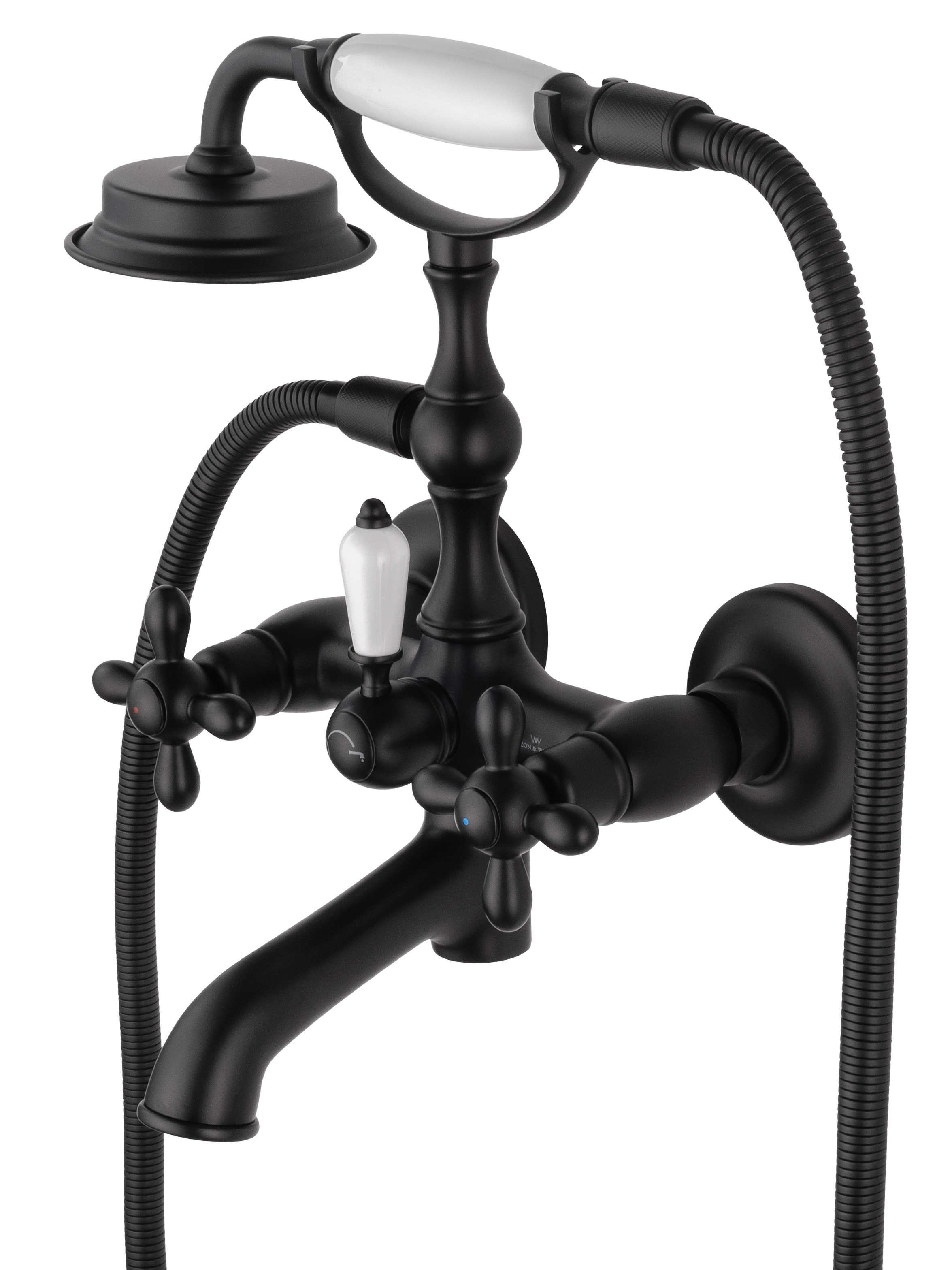 Смеситель для ванны с душем WONZON & WOGHAND RETRO, Черный матовый (WW-88639020-MB) - Gidratop.ru изображение