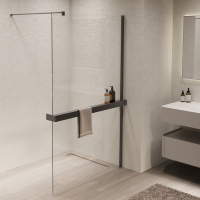 Душевая перегородка Walk-In VSW-1HR100CLGM, 1000*2000, вороненая сталь, стекло прозрачное - Gidratop.ru изображение