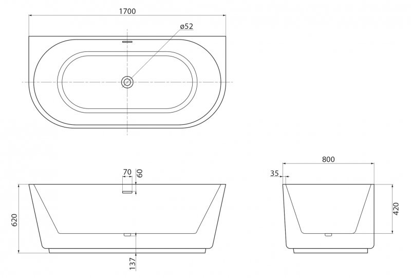 Акриловая ванна BELBAGNO BB108-170-80 - Gidratop.ru изображение