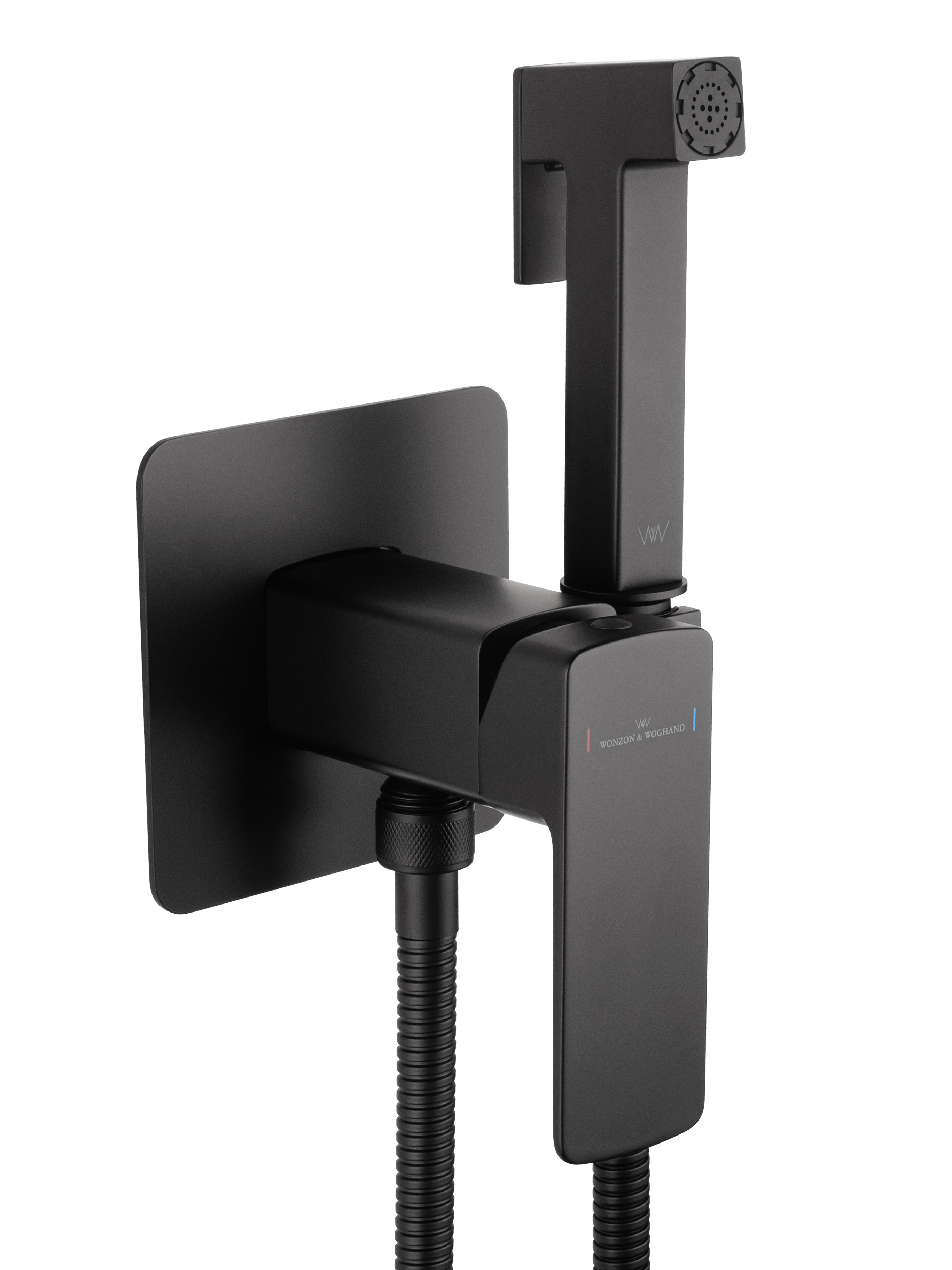 Смеситель с гигиеническим душем встраиваемый WONZON & WOGHAND EDGE, Черный матовый (WW-88829003-MB) - Gidratop.ru изображение