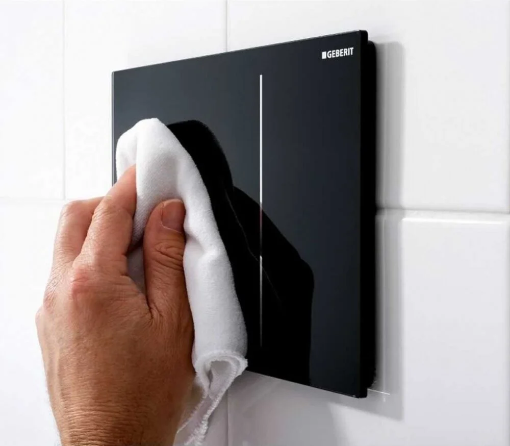 Клавиша Geberit Sigma Type 70 115.625.SJ.1, двойной смыв, стекло/алюминий, цвет черный - Gidratop.ru изображение