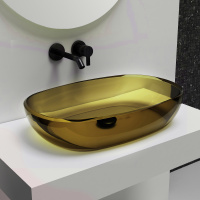 Раковина накладная прозрачная ABBER Kristall AT2805Vesuvian оливковая - Gidratop.ru изображение