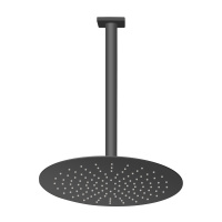 CZR-B-TDDR-30/30-NOP Верхний душ круглый, диаметр 30 см, с потолочным изливом 30 см, нержавеющая сталь, Чёрный матовый - Gidratop.ru изображение