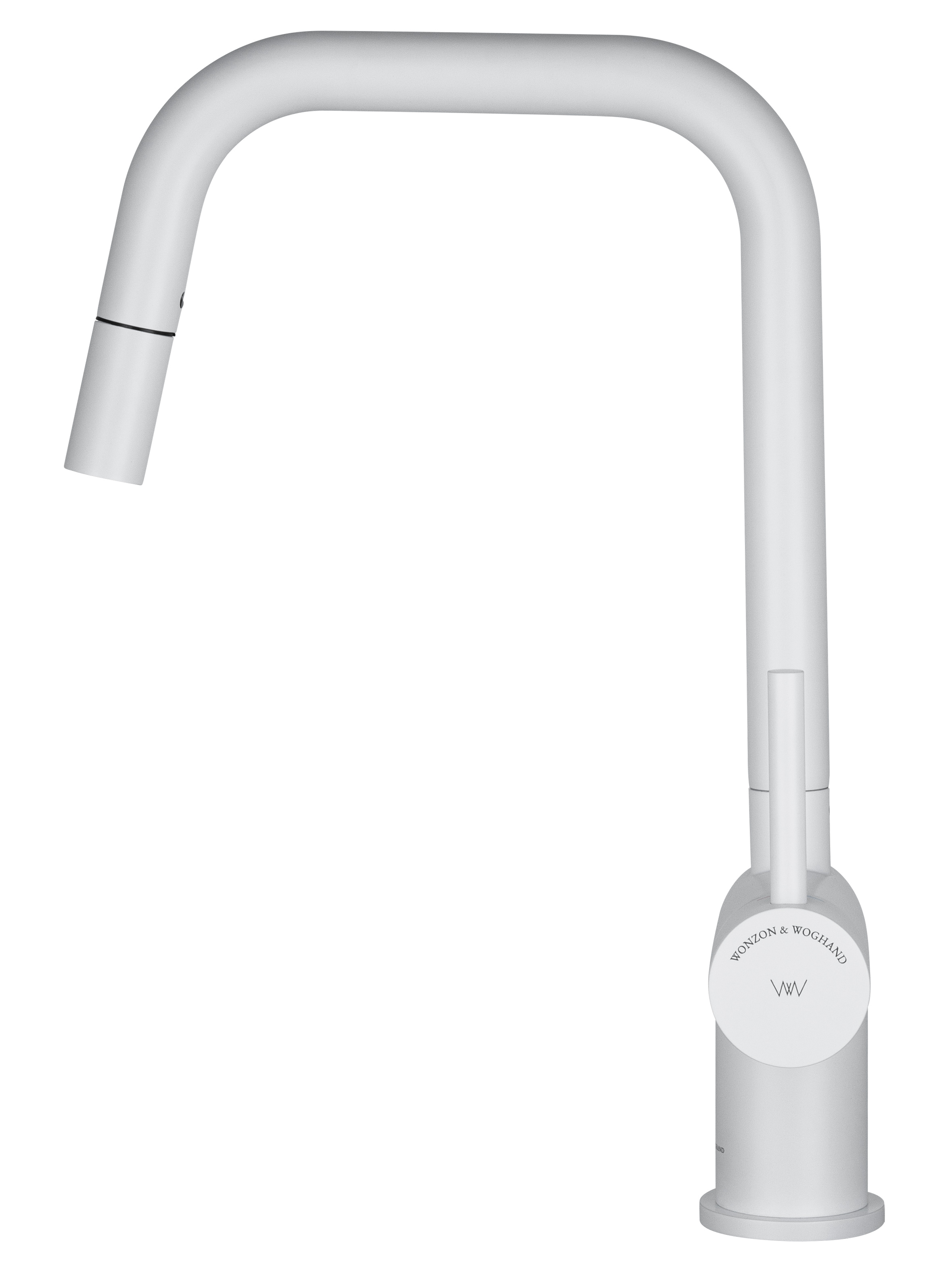 Смеситель для кухни с выдвижным изливом WONZON & WOGHAND, Белый матовый (WW-6018-MW) - Gidratop.ru изображение