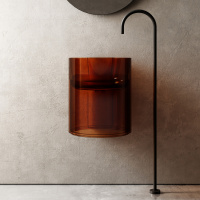 Раковина подвесная прозрачная ABBER Kristall AT2704Opal коричневая - Gidratop.ru изображение