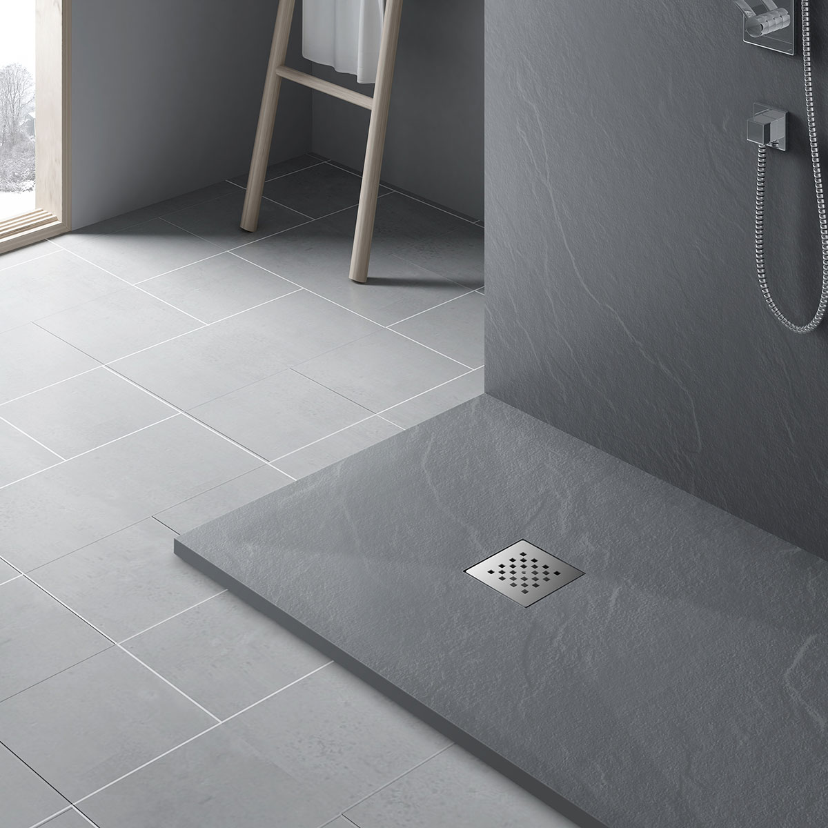 Поддон для душа из искусственного камня VST-4SR9011G, 1100*900*25, серый - Gidratop.ru изображение