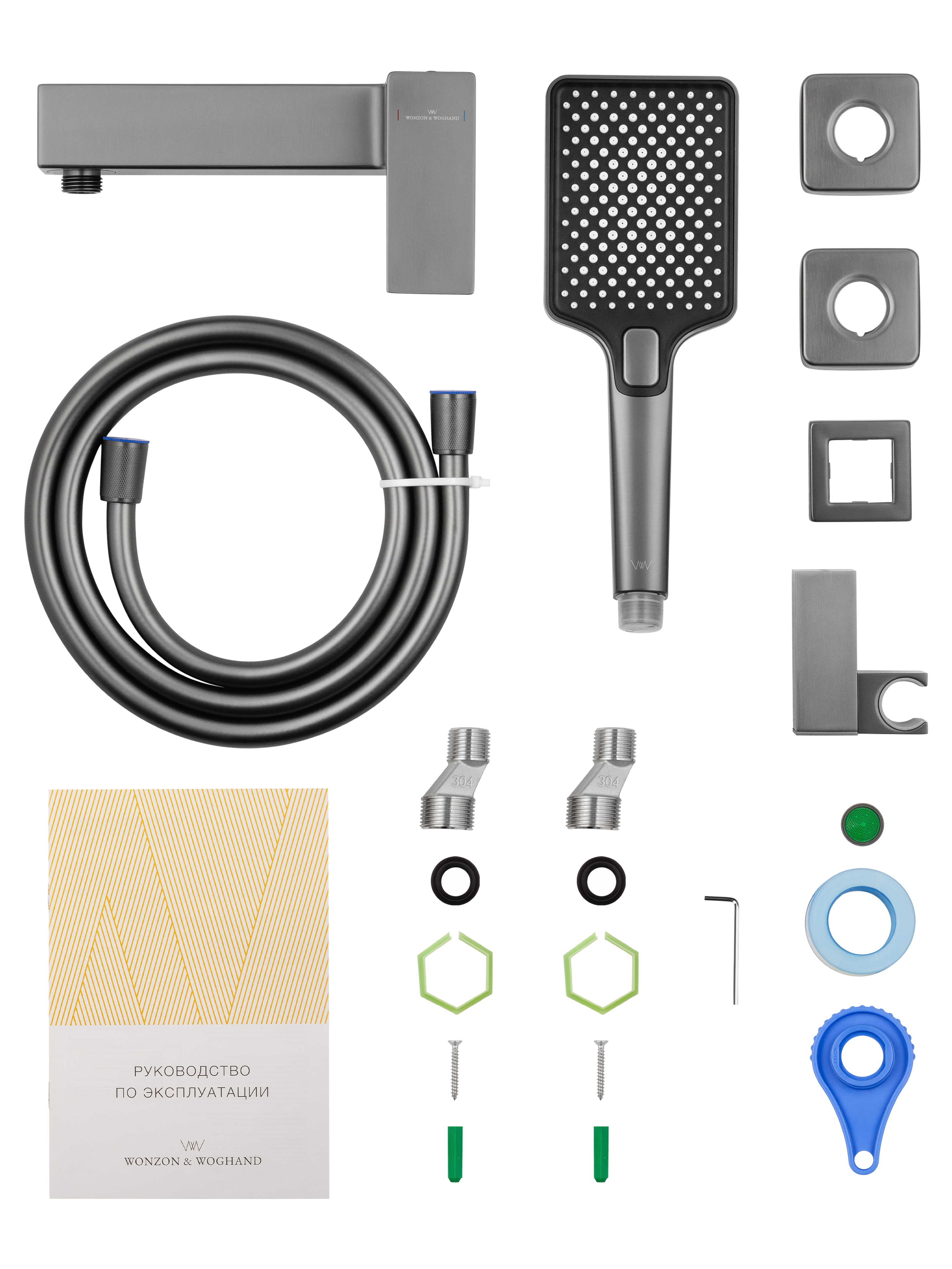 Смеситель для душа WONZON & WOGHAND CUBE 2.0, Темный графит (WW-88048068-BGM) - Gidratop.ru изображение