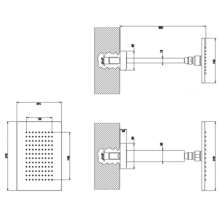 Gessi Rettangolo верхний душ для потолочного крепления 216x140мм, высота 270мм, цвет: хром - Gidratop.ru изображение
