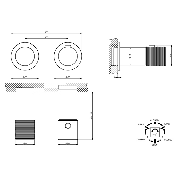 GESSI HABITO TRAME смеситель настенный встраиваемый, термостатический, с переключателем на 3 положения, внешняя часть, цвет хром - Gidratop.ru изображение