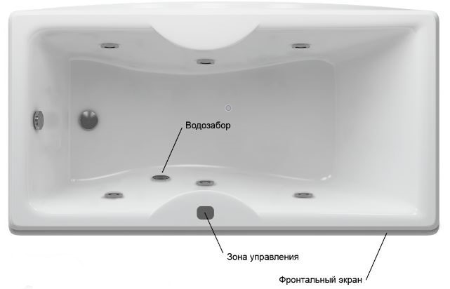 Акриловая ванна Aquatek Феникс 170x75 FEN170-0000089 с гидромассажем (пневмат.), с фронтальным экраном (слив слева)