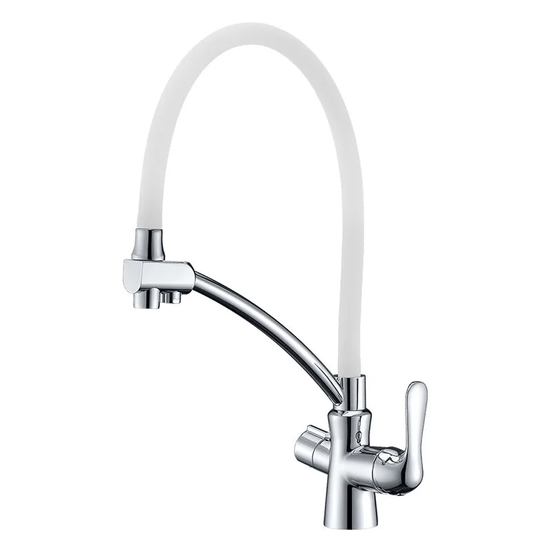 Смеситель Lemark Comfort LM3070C-White для кухни с подключением к фильтру с питьевой водой, хром/белый - Gidratop.ru изображение